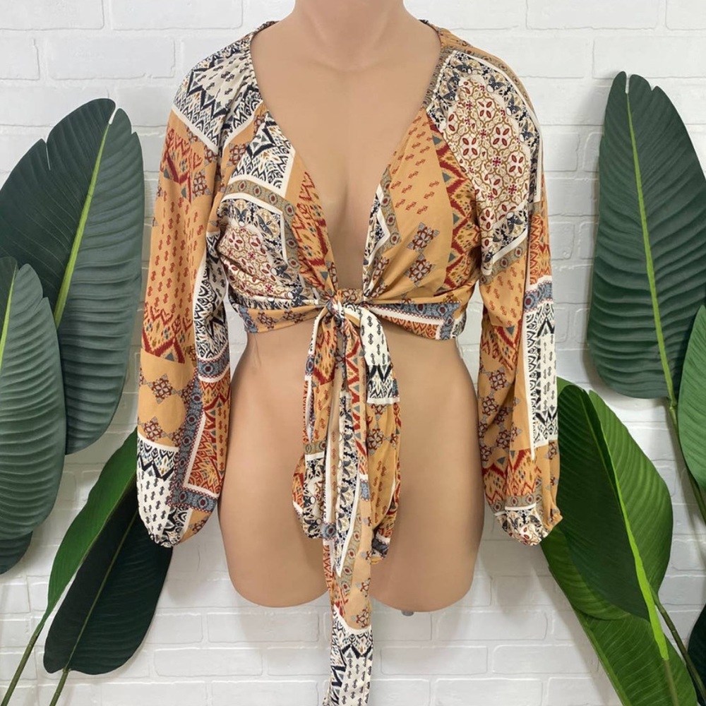 Fashion Nova long sleeve wrap top
